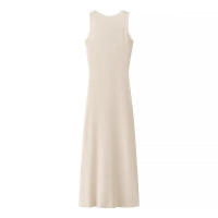 Vestido elegante de punto liso para mujer sin mangas, cuello redondo, botonadura sencilla con bolsillos - details 6