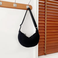 Bolso Cruzado Semi-Luna Bolso de Hombro de Pana Casual para Mujeres Bolso de Mano de Viaje de Color Sólido - details 23