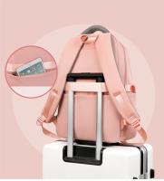 Mochila escolar grande de nailon para chicas adolescentes, morral impermeable para ordenador portátil, color negro - details 4