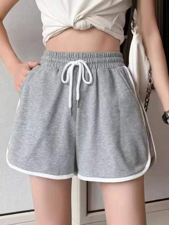 Pantalones cortos de yoga para mujer, ropa exterior de verano, cintura media, informales, sueltos, rectos, elegantes, finos, transpirables, pantalones cortos de gimnasio de pierna ancha - 1