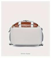WEIXIER Mochila multifuncional elegante para hombre: nailon duradero con textura de cocodrilo, gran capacidad para computadora portátil, viajes, escuela y trabajo, diseño blanco y marrón, regalo perfecto para amigos y familiares, mochila de viaje - details 16