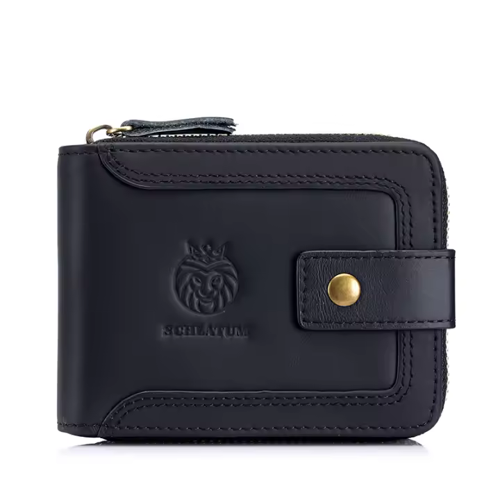 Cartera de Cuero Genuino SCHLATUM con Bloqueo RFID Gran Capacidad, Monedero Vintage con Ventana para ID y Bolsillo para Monedas Hecho en China - 1