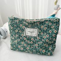 Bolsa de Maquillaje de Pana Retro con Estampado de Flor Ideal para Viajes Organizador de Cosméticos - details 3