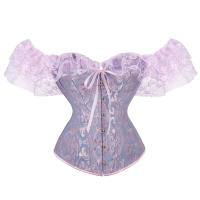 Vintage jacquard encaje manga de una línea hombro fajas vestido de novia match-up corsé corte europeo y americano - details 0