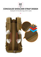 Mochila táctica militar para exteriores para hombre, bolsa de Camping, montañismo, senderismo, viaje, Molle 3P, 60L, 50L - details 4