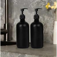 2 botellas vacías con bomba de jabón de plástico negro, recipiente para loción, dispensador de champú, artículos de baño, 300/500ml - details 5