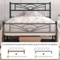 Cama Individual con Espacio Bajo Marco Metal Altura 32 cm Cama Individual con Cabecera para Colchón de 90 x 190 cm Blanco - details 68