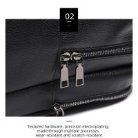 Mochila De piel auténtica 100% para hombre, morral para ordenador portátil de 14 pulgadas, de viaje, a la moda - details 5