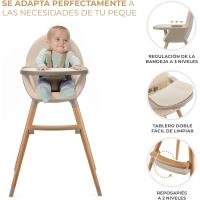 Silla de Bebé Trona 2 en 1 Portátil, Patas de Madera, Ajustable, Limpiable Beige - details 5