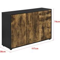 74 x 117 x 36 cm - con 2 Cajones y 3 Puertas - Organizador de Oficina - Aparador - Cajonera Multiusos - Mueble Auxiliar - Efecto Roble Oscuro - Negro - details 1