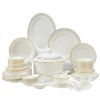 Vajilla de porcelana de hueso de lujo ligero Juego de platos simples europeos Platos de inauguración de la casa Vajilla de alta gama - details 0