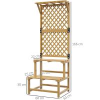 Estante de madera para plantas de 2 niveles, soporte para macetas de exterior con rejilla para jardín, patio, terraza, 75x50x166 cm, natural - details 15