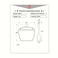 Villa de titanio para acampar, tarro de 220ml, botella de sal, azúcar, pimienta, condimento en polvo, cuchara, recipiente de cocina para picnic al aire libre - details 1