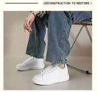 Nuevas zapatillas deportivas informales combinables de primavera para hombre y mujer Mc de cuero blanco con suela gruesa y plantilla de malla transpirable - details 13
