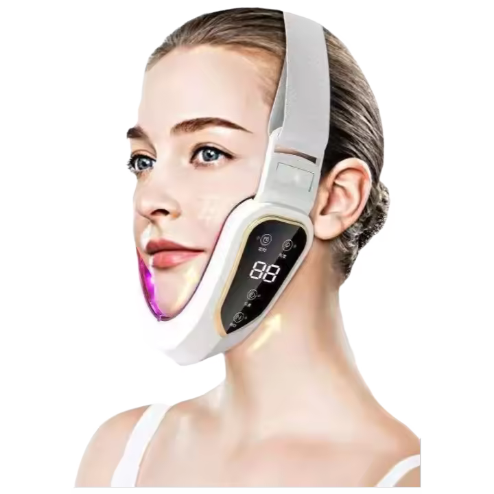 Dispositivo de elevación, terapia de fotones LED, masajeador adelgazante, masajeador de vibración facial calentado con doble mentón en V - 1