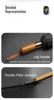 Paraguas plegable totalmente automático para hombres y mujeres, resistente al viento, 32 huesos, mango de madera, sombrillas impermeables para lluvia - details 19
