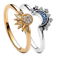 Anillo de Sol y Luna de Plata de Ley 925 Anillo Brillante de Sol, Anillo Azul de Luna, Regalo de Amistad Prometida - details 26