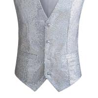 Chaleco de hombre con lentejuelas brillantes, sin mangas, ajustado, de un solo pecho, con cuello en V, chaleco Formal para hombre, traje ajustado con decoración de lentejuelas - details 12