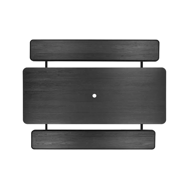 SucceBuy Mesa de picnic plegable de 6 pies con bancos, juego de comedor de acero para exteriores con orificio para sombrilla, mesa espaciosa para patio, jardín, patio o piscina (negro) - 1