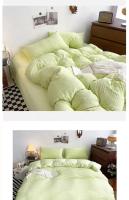 Juego de Ropa de Cama para Niña de Color Sólido Nórdico Cubierta de Edredón con Sábana y Funda de Almohada Decoración Completa para Dormitorio Individual y Doble - details 6
