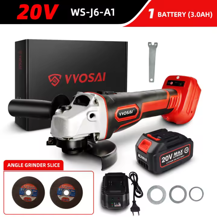 VVOSAI-amoladora angular eléctrica sin escobillas, máquina de molienda de iones de litio de 20V, herramientas eléctricas de corte de pulido - 1