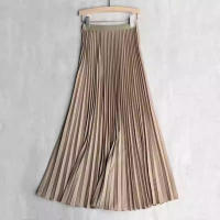 Falda Plisada Elegante Para Mujer Cintura Alta Larga Midi Color Negro Alta Calidad Saia Elegante Para Damas De Negocios Y Fiestas - details 10