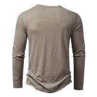 Camiseta 2025, polo Henry de algodón de bambú, camiseta de manga larga a la moda para hombre - details 12