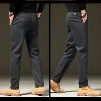 Ropa de marca, pantalones informales cálidos de lana para invierno, pantalones Cargo aterciopelados ajustados de trabajo de sarga marrón y gris con cintura elástica de algodón para hombre - details 8