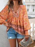 Blusa camisa floral rosa para mujer, top suelto de manga larga, ropa de calle, traje de oficina, ropa de mujer para otoño y primavera - details 21