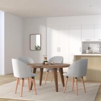 Silla de Comedor Nórdica Ergonómica con Resalto y Brazos Tapizada en Lino Madera para Patas - details 21