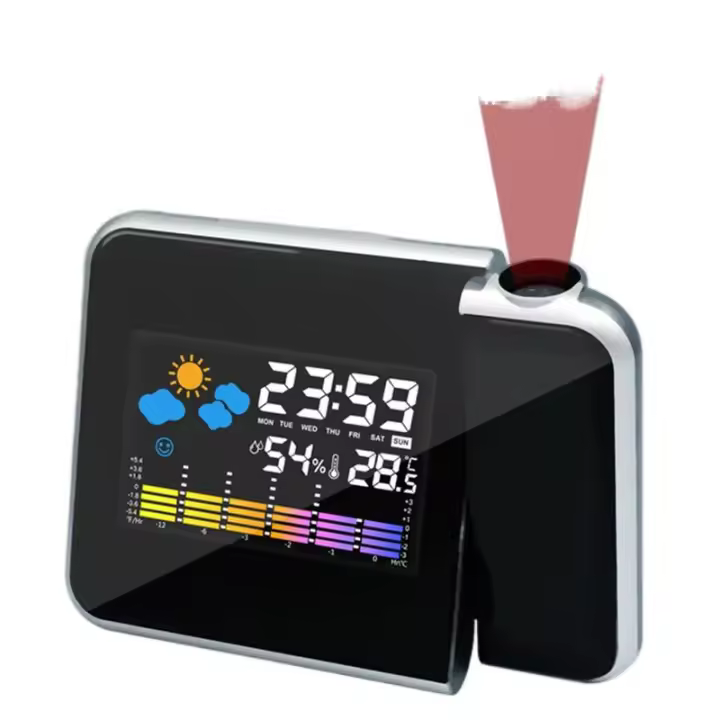 Reloj despertador inteligente con retroiluminación nocturna, proyector LED Digital, escritorio, mesa, termómetro - 1
