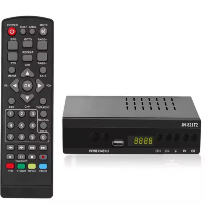 Nueva Versión 2025 Español TDT GRABADOR Decodificador TV DVB-T T2 H265 HEVC FTA Full HD PVR, USB, HDMI, SCART, Sintonizador de TV Digital Terrestre, Receptor Digital de Alta definición Full HD 1080p HD JN 821T2 TV Graba en HD - 1