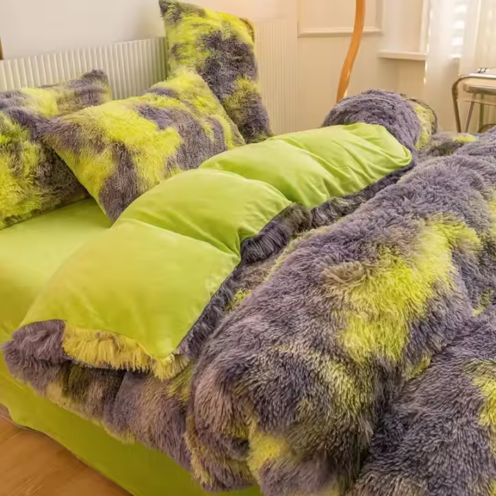 Cubierta de Edredón de Lana Gruesa para Invierno Súper Suave y Cálido Estilo Moderno Lujo Terciopelo Quilt Cover - 1