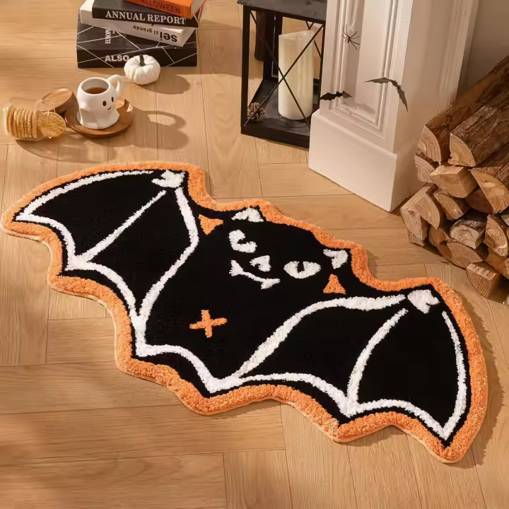 Felpudo de Halloween, alfombra de imitación de cachemira, absorbente y antideslizante para baño, resistente a las manchas y al desgaste, decoración de Halloween - 1