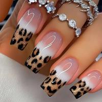 24 UDS Diseño de estampado de leopardo de longitud media francesa densidad de ballet de uñas artificiales rebajada prensada en uñas terminadas - details 0