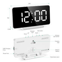ORIA-reloj despertador inteligente Digital LED, cronógrafo electrónico de escritorio, despertador USB, despertador, decoración del hogar - details 5