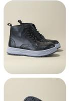 Versión coreana de zapatos de cuero genuino para hombre de caña alta con grabados de estilo británico - details 7