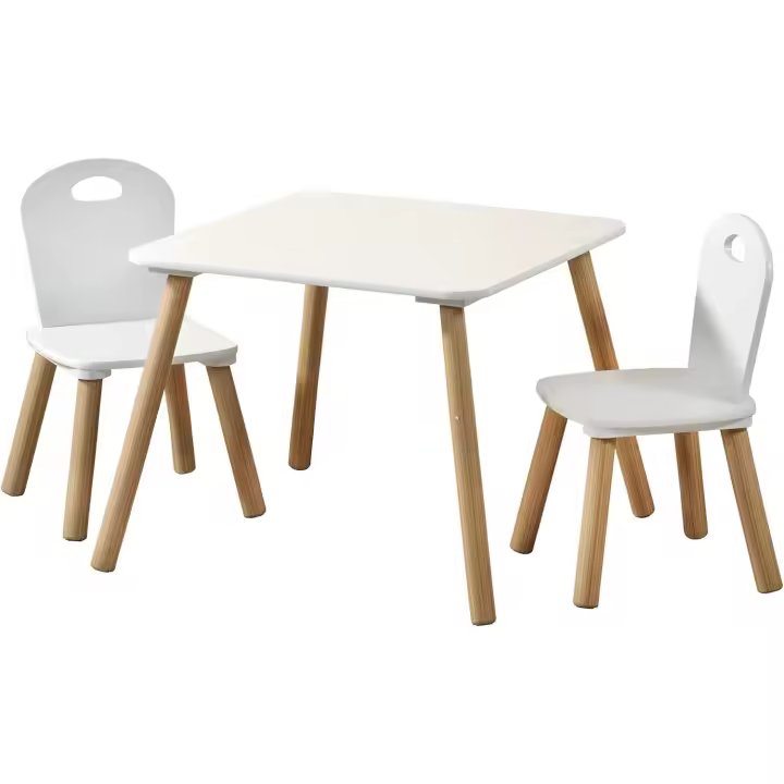 2 aceras, blanco, Ma e: mesa 55 x 55 x 45 cm, silla 27,5 x 27,5 x 50,5 cm - 1