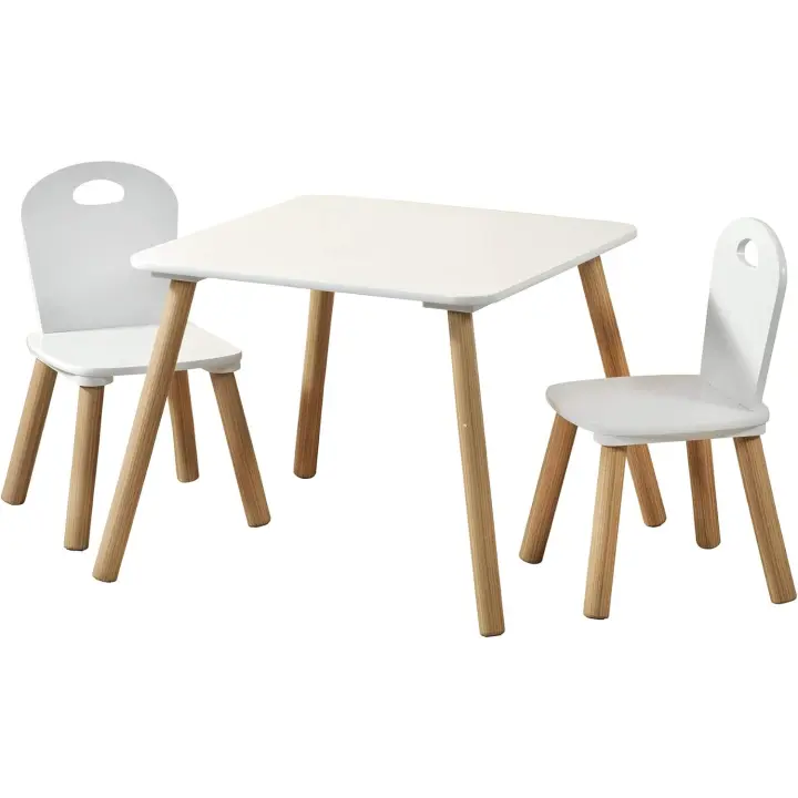 2 aceras, blanco, Ma e: mesa 55 x 55 x 45 cm, silla 27,5 x 27,5 x 50,5 cm - 1