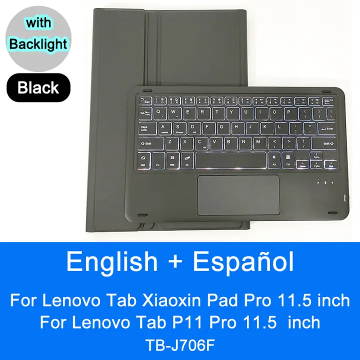 Funda de teclado Bluetooth para Lenovo Tab Xiaoxin Pad P11 Pro 11.5 pulgadas TBJ706F con teclado plegable de cuero sintético compatible con dispositivos portátiles de marca Lenovo - 1