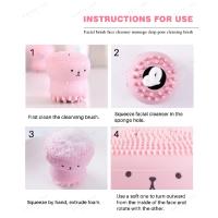 Cepillo de pulpo rosa con esponja para limpieza Facial, limpiador de poros profundos, exfoliante, espinillas, cui - details 3