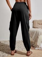 Pantalones de cintura elástica para mujer, pierna con bolsillos, estilo coreano, moda estética clásica - details 4