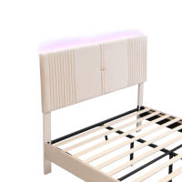 Cama de Almohada de Terciopelo 140 x 200cm, Doble con Barra Ligera y Enchufe USB, Dosel y Cajón Grande, Adecuada para Adultos y Adolescentes Sin Colchón - details 11