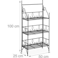 Estantería para Plantas, Plegable, Interior y Exterior, Metal, Vintage, 100 x 50 x 25 cm, Negro - details 3