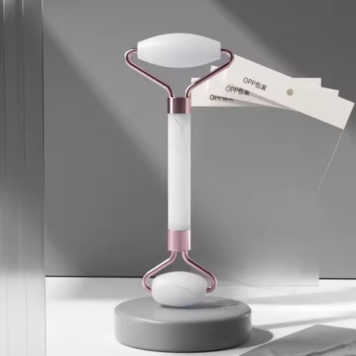 Masajeador de Cara y Cuello de Resina Rodillo de Belleza Raspado Doble Punta para Relajar y Desbloquear Cristal No Rosa Jade - 1