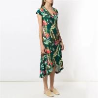NOVEDAD DE VERANO 2025, vestido de manga corta con cuello en V y flores, falda con estampado Irregular - details 3