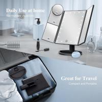 Espejo de maquillaje con luces, aumento 2X 3X 10X, espejo iluminado, control táctil, fuente de alimentación triple dual - details 2