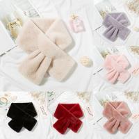 Bufanda de felpa de piel sintética de conejo para mujer, chal elegante, bufanda de cuello cruzado gruesa, bufanda cálida de invierno, bufandas de Color sólido - details 3