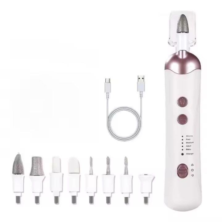 Taladro inalámbrico 8 en 1 Pro: kit de cortaúñas eléctrico silencioso y recargable para el hogar/sala de estar - 1