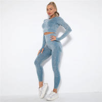 Conjunto de mallas de yoga sin costuras para mujer, ropa deportiva, para entrenamiento, gimnasio, ropa deportiva - details 3